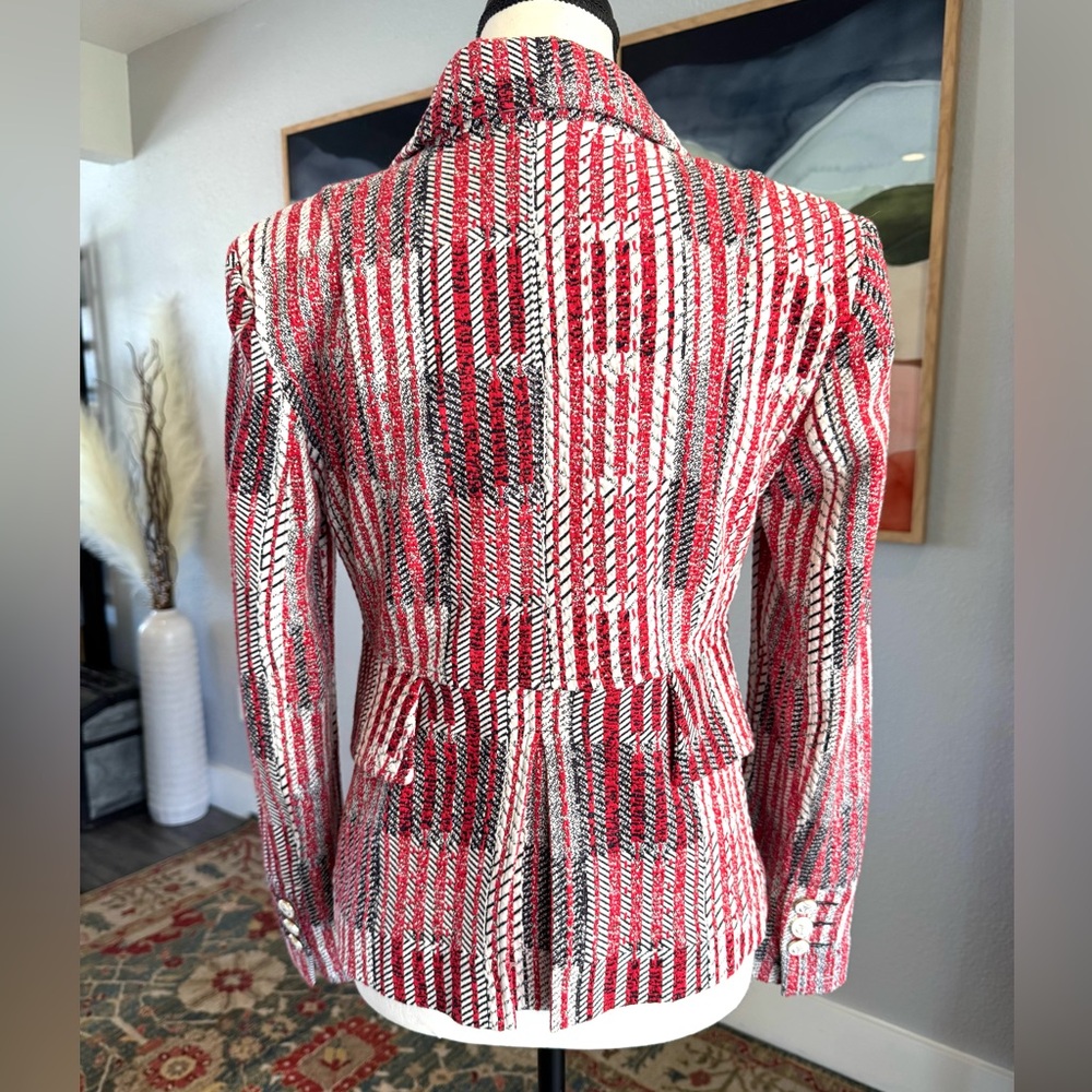 Cabi Red And White Nautical Patchwork Blazer - image 3
